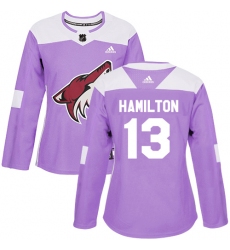 Women's Adidas Arizona Coyotes #13 Freddie Hamilton Authentic Purple Fights Cancer Practice NHL Jersey
