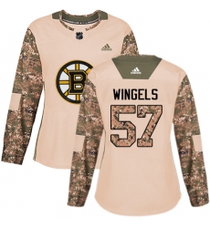 Women's Adidas Boston Bruins #57 Tommy Wingels Authentic Camo Veterans Day Practice NHL Jersey