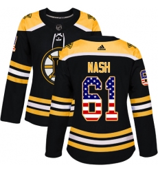Women's Adidas Boston Bruins #61 Rick Nash Authentic Black USA Flag Fashion NHL Jersey