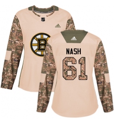 Women's Adidas Boston Bruins #61 Rick Nash Authentic Camo Veterans Day Practice NHL Jersey