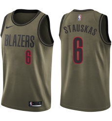 Youth Nike Portland Trail Blazers #6 Nik Stauskas Swingman Green Salute to Service NBA Jersey