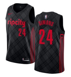 Men's Nike Portland Trail Blazers #24 Anfernee Simons Swingman Black NBA Jersey - City Edition