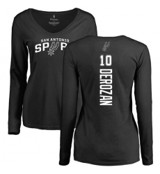 NBA Women's Nike San Antonio Spurs #10 DeMar DeRozan Black Backer Long Sleeve T-Shirt