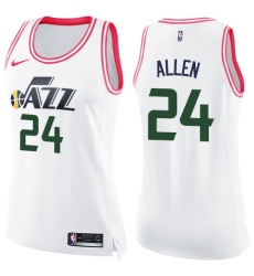Women's Nike Utah Jazz #24 Grayson Allen Swingman White Pink Fashion NBA Jersey