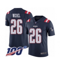 Men's New England Patriots #26 Sony Michel Limited Navy Blue Rush Vapor Untouchable 100th Season Football Jersey