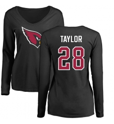 NFL Women's Nike Arizona Cardinals #28 Jamar Taylor Black Name & Number Logo Long Sleeve T-Shirt