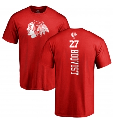 NHL Adidas Chicago Blackhawks #27 Adam Boqvist Red One Color Backer T-Shirt
