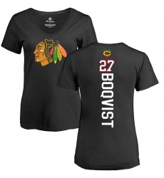 NHL Women's Adidas Chicago Blackhawks #27 Adam Boqvist Black Backer T-Shirt