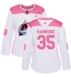 Women's Adidas Colorado Avalanche #35 Andrew Hammond Authentic White Pink Fashion NHL Jersey