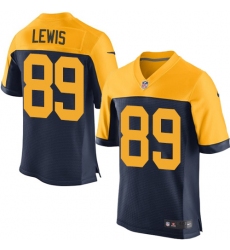 Men's Nike Green Bay Packers #89 Marcedes Lewis Elite Navy Blue Alternate NFL Jersey