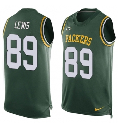 Men's Nike Green Bay Packers #89 Marcedes Lewis Limited Green Player Name & Number Tank Top NFL Jersey