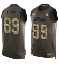Men's Nike Green Bay Packers #89 Marcedes Lewis Limited Green Salute to Service Tank Top NFL Jersey