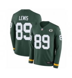 Men's Nike Green Bay Packers #89 Marcedes Lewis Limited Green Therma Long Sleeve NFL Jersey