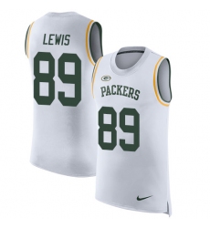 Men's Nike Green Bay Packers #89 Marcedes Lewis White Rush Player Name & Number Tank Top NFL Jersey