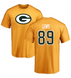 NFL Nike Green Bay Packers #89 Marcedes Lewis Gold Name & Number Logo T-Shirt