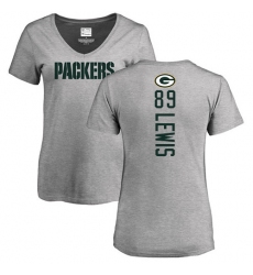 NFL Women's Nike Green Bay Packers #89 Marcedes Lewis Ash Backer V-Neck T-Shirt