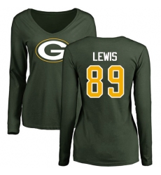 NFL Women's Nike Green Bay Packers #89 Marcedes Lewis Green Name & Number Logo Long Sleeve T-Shirt