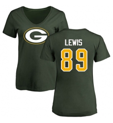 NFL Women's Nike Green Bay Packers #89 Marcedes Lewis Green Name & Number Logo T-Shirt