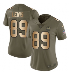 Women's Nike Green Bay Packers #89 Marcedes Lewis Limited Olive Gold 2017 Salute to Service NFL Jersey