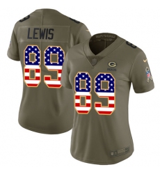 Women's Nike Green Bay Packers #89 Marcedes Lewis Limited Olive USA Flag 2017 Salute to Service NFL Jersey