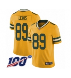 Youth Green Bay Packers #89 Marcedes Lewis Limited Gold Rush Vapor Untouchable 100th Season Football Jersey