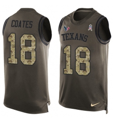 Men's Nike Houston Texans #18 Sammie Coates Limited Green Salute to Service Tank Top NFL Jersey