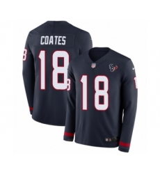 Men's Nike Houston Texans #18 Sammie Coates Limited Navy Blue Therma Long Sleeve NFL Jersey