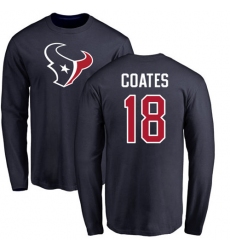 NFL Nike Houston Texans #18 Sammie Coates Navy Blue Name & Number Logo Long Sleeve T-Shirt
