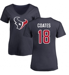 NFL Women's Nike Houston Texans #18 Sammie Coates Navy Blue Name & Number Logo T-Shirt
