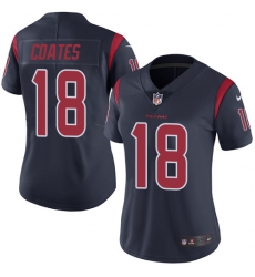 Women's Nike Houston Texans #18 Sammie Coates Limited Navy Blue Rush Vapor Untouchable NFL Jersey