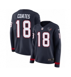 Women's Nike Houston Texans #18 Sammie Coates Limited Navy Blue Therma Long Sleeve NFL Jersey