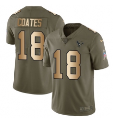 Women's Nike Houston Texans #18 Sammie Coates Limited Olive Gold 2017 Salute to Service NFL Jersey