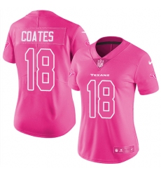 Women's Nike Houston Texans #18 Sammie Coates Limited Pink Rush Fashion NFL Jersey