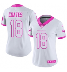 Women's Nike Houston Texans #18 Sammie Coates Limited White Pink Rush Fashion NFL Jersey