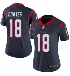 Women's Nike Houston Texans #18 Sammie Coates Navy Blue Team Color Vapor Untouchable Limited Player NFL Jersey