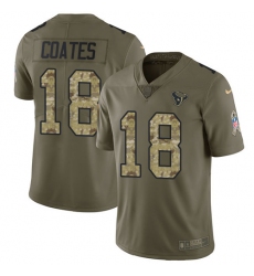 Youth Nike Houston Texans #18 Sammie Coates Limited Olive Camo 2017 Salute to Service NFL Jersey