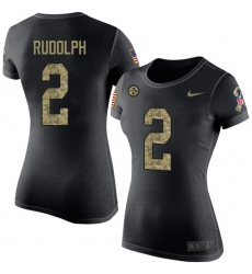 Women's Nike Pittsburgh Steelers #2 Mason Rudolph Black Camo Salute to Service T-Shirt