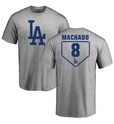 MLB Nike Los Angeles Dodgers #8 Manny Machado Gray RBI T-Shirt