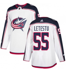 Men's Adidas Columbus Blue Jackets #55 Mark Letestu Authentic White Away NHL Jersey