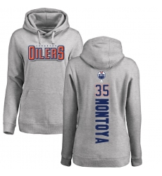 NHL Women's Adidas Edmonton Oilers #35 Al Montoya Ash Backer Pullover Hoodie