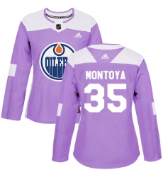 Women's Adidas Edmonton Oilers #35 Al Montoya Authentic Purple Fights Cancer Practice NHL Jersey