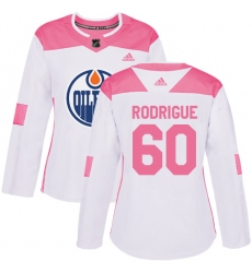 Women's Adidas Edmonton Oilers #60 Olivier Rodrigue Authentic White Pink Fashion NHL Jersey