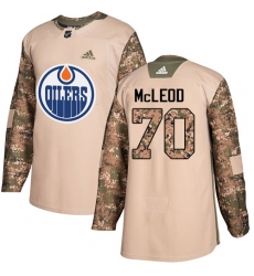 Men's Adidas Edmonton Oilers #70 Ryan McLeod Authentic Camo Veterans Day Practice NHL Jersey
