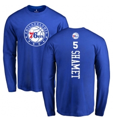 NBA Nike Philadelphia 76ers #5 Landry Shamet Royal Blue Backer Long Sleeve T-Shirt