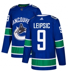 Youth Adidas Vancouver Canucks #9 Brendan Leipsic Premier Blue Home NHL Jersey