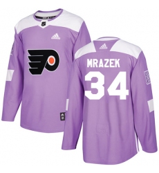 Youth Adidas Philadelphia Flyers #34 Petr Mrazek Authentic Purple Fights Cancer Practice NHL Jersey