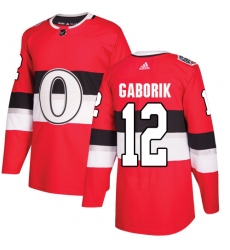 Men's Adidas Ottawa Senators #12 Marian Gaborik Authentic Red 2017 100 Classic NHL Jersey