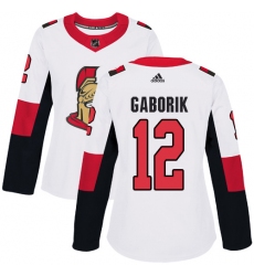Women's Adidas Ottawa Senators #12 Marian Gaborik Authentic White Away NHL Jersey