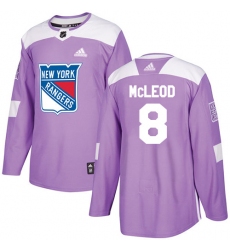 Youth Adidas New York Rangers #8 Cody McLeod Authentic Purple Fights Cancer Practice NHL Jersey