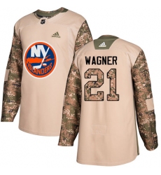 Men's Adidas New York Islanders #21 Chris Wagner Authentic Camo Veterans Day Practice NHL Jersey
